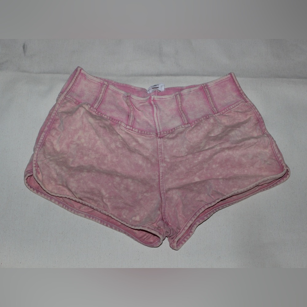 Light pink acid wash shorts